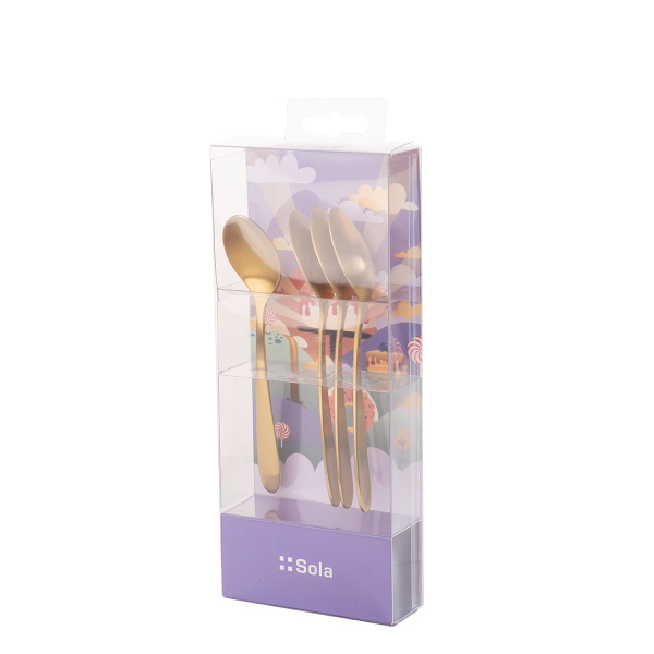 Set mit 4 Kaffeelöffeln in Weihnachtsverpackung — Alpha PVD Gold