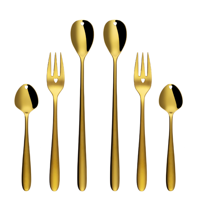 Geschenkset mit Herz 6-tlg. gold | Love Cutlery