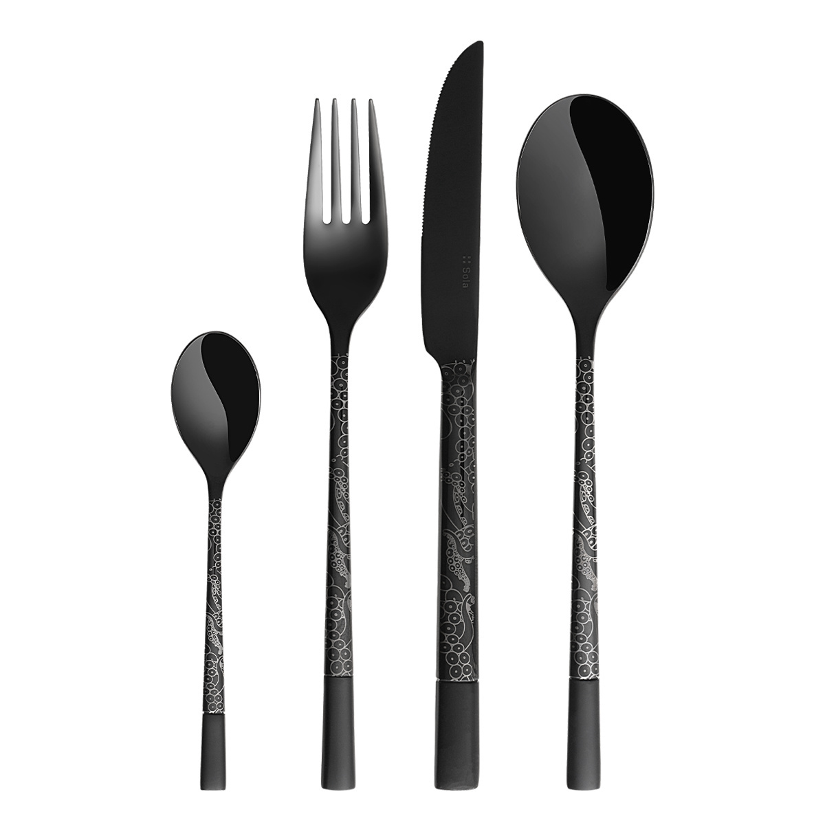 Besteckset 24-tlg. – Luxus schwarz Laser Octopus