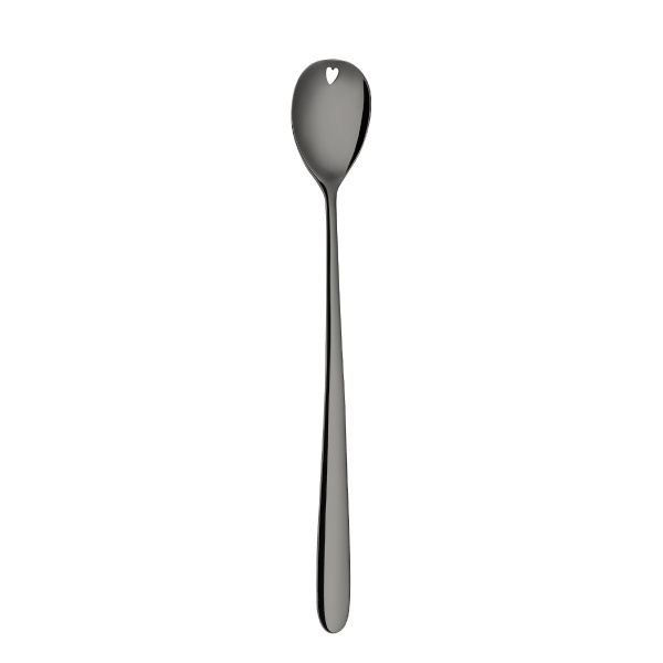 Latte-Löffel mit Herz PVD grau - Love Cutlery