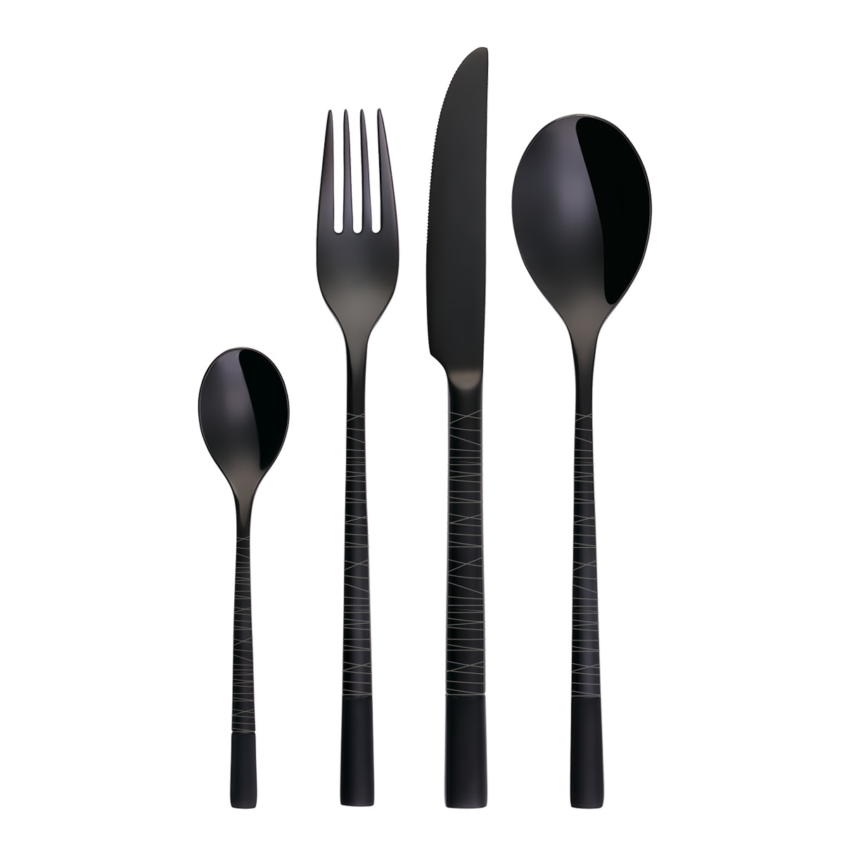 Besteckset 24-tlg. – Luxus schwarz Laser Line