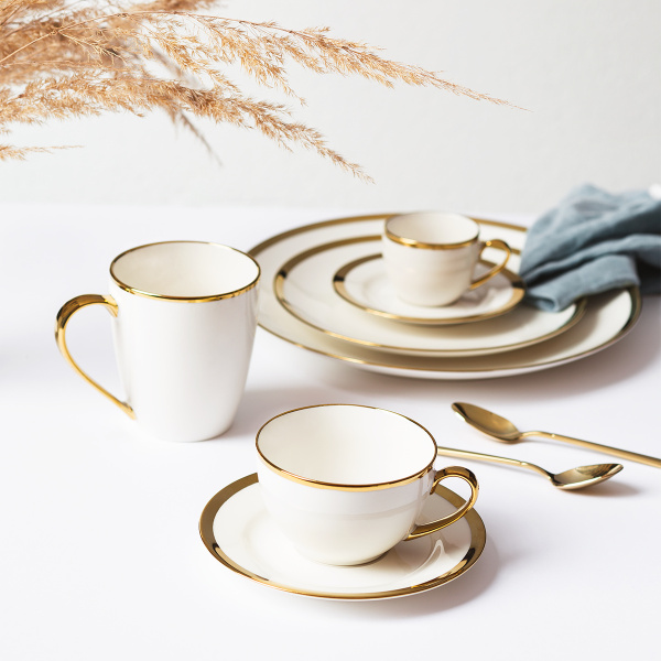 Kaffee-Set 8-tlg. - FLOW Lunasol mit Gold-Rand