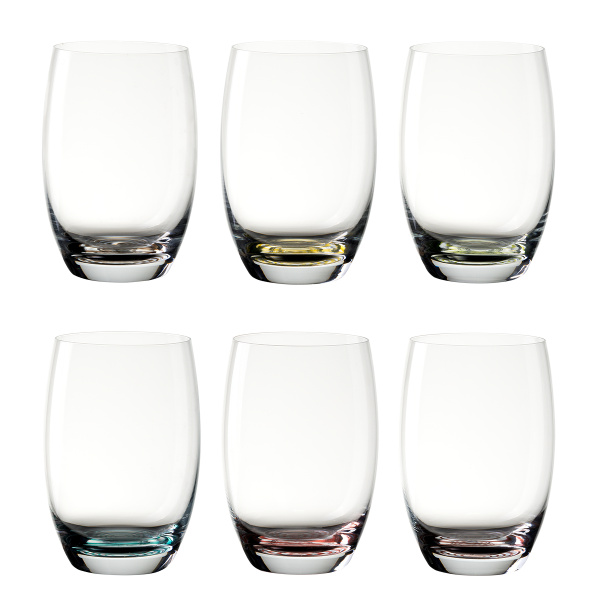 Tumbler-Gläser 460 ml farbiger Boden 6 Stk. | Optima