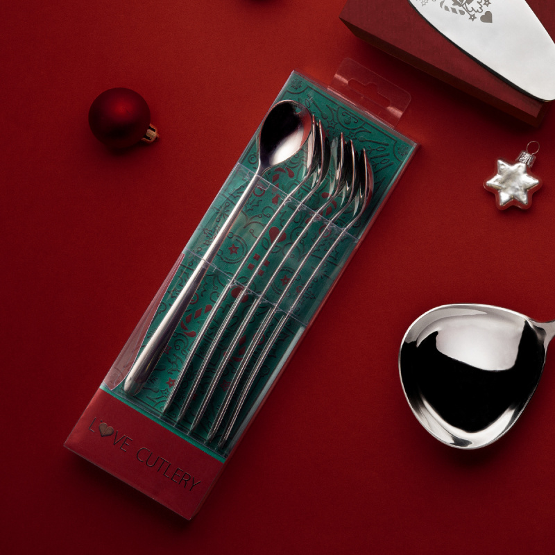 Latte-Löffel mit Herz 6-tlg. Set, Weihnachtsverpackung - Love Cutlery