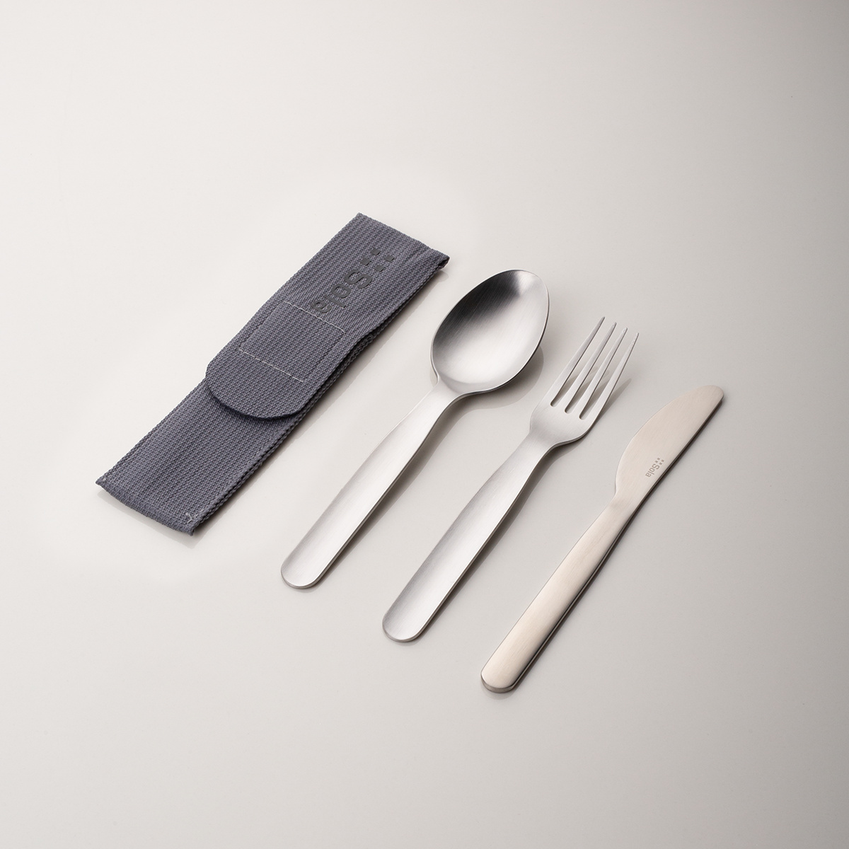 Besteckset 3-tlg. in Bag grau mit SOLA-Logo