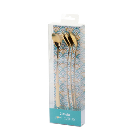 Latte-Löffel mit Herz champagne 4-tlg. Set – Love Cutlery