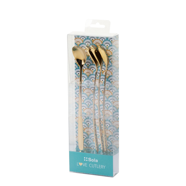 Latte-Löffel mit Herz champagne 4-tlg. Set – Love Cutlery