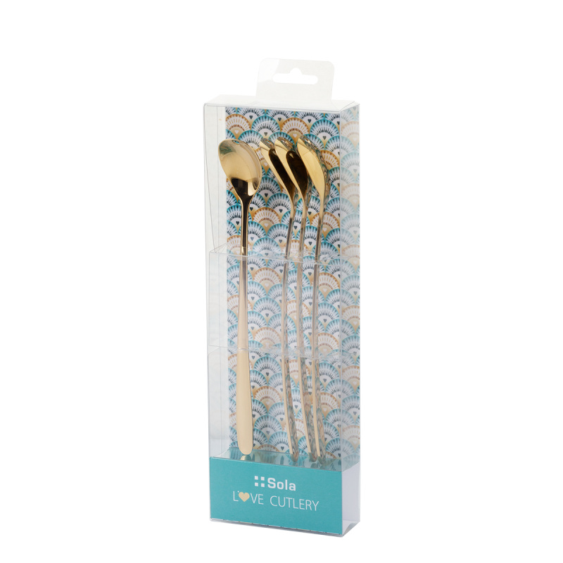 Latte-Löffel mit Herz champagne 4-tlg. Set – Love Cutlery