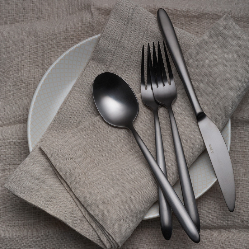 Besteck-Set 16-tlg. – Gaya Exeter PVD hellgrau ganz matt