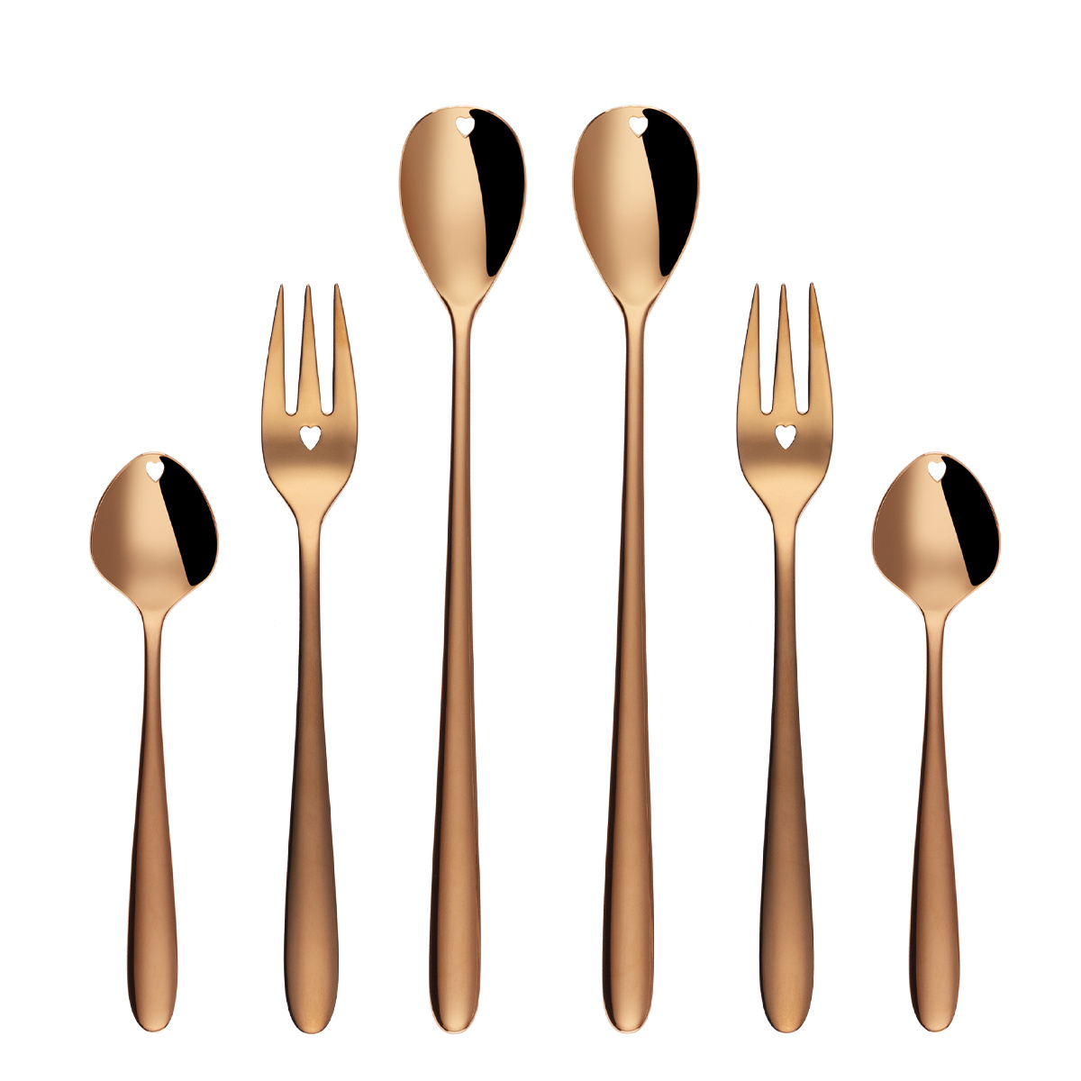Geschenkset mit Herz 6-tlg. roségold — Love Cutlery