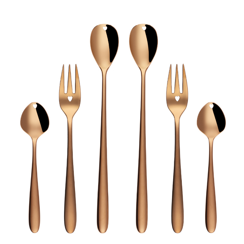 Geschenkset mit Herz 6-tlg. roségold — Love Cutlery