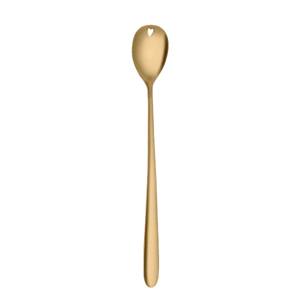 Latte Macchiato Löffel mit Herz – Alpha PVD light gold matt