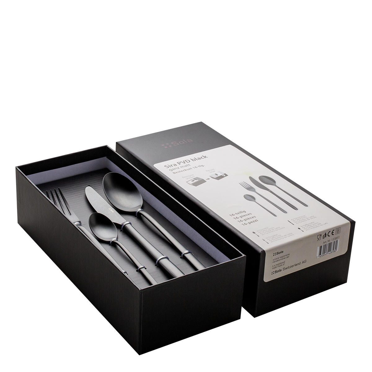 Besteckset 16-tlg. – Sira PVD black ganz matt
