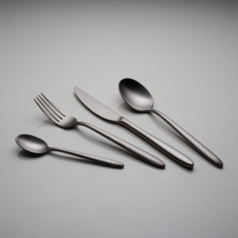 Besteck-Set 16-tlg. – Gaya Exeter PVD hellgrau ganz matt