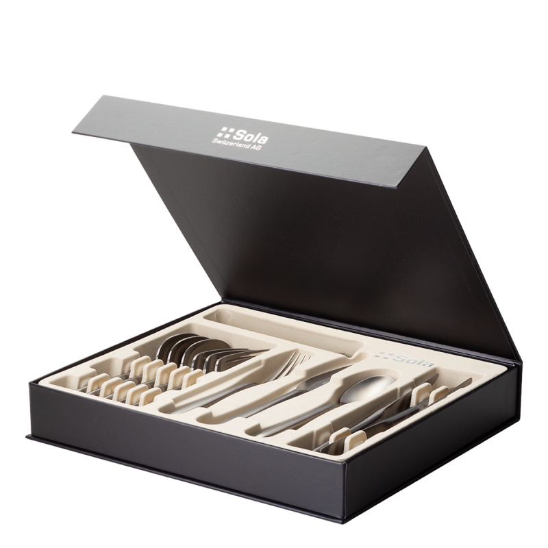 Besteck-Set 16-tlg. – Gaya Exeter PVD hellgrau ganz matt