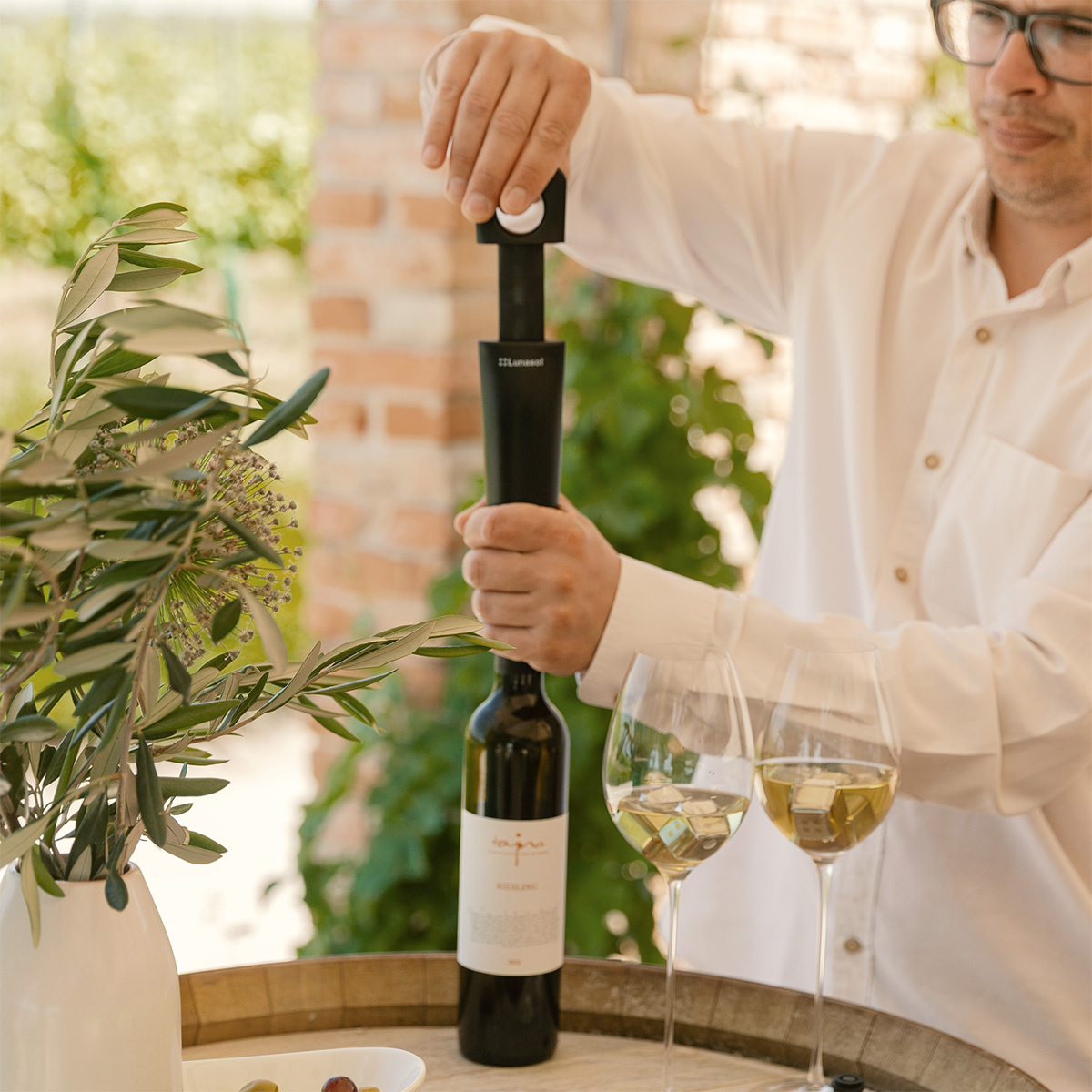 Vakuum-Weinpumpe mit 2 Verschlüssen | Lunasol