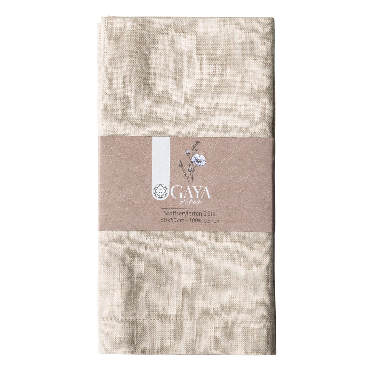 Kreidefarbene Leinen-Servietten 50 x 50 cm 2 Stk. - Gaya Ambiente