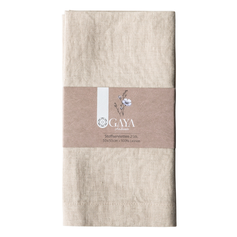 Kreidefarbene Leinen-Servietten 50 x 50 cm 2 Stk. - Gaya Ambiente
