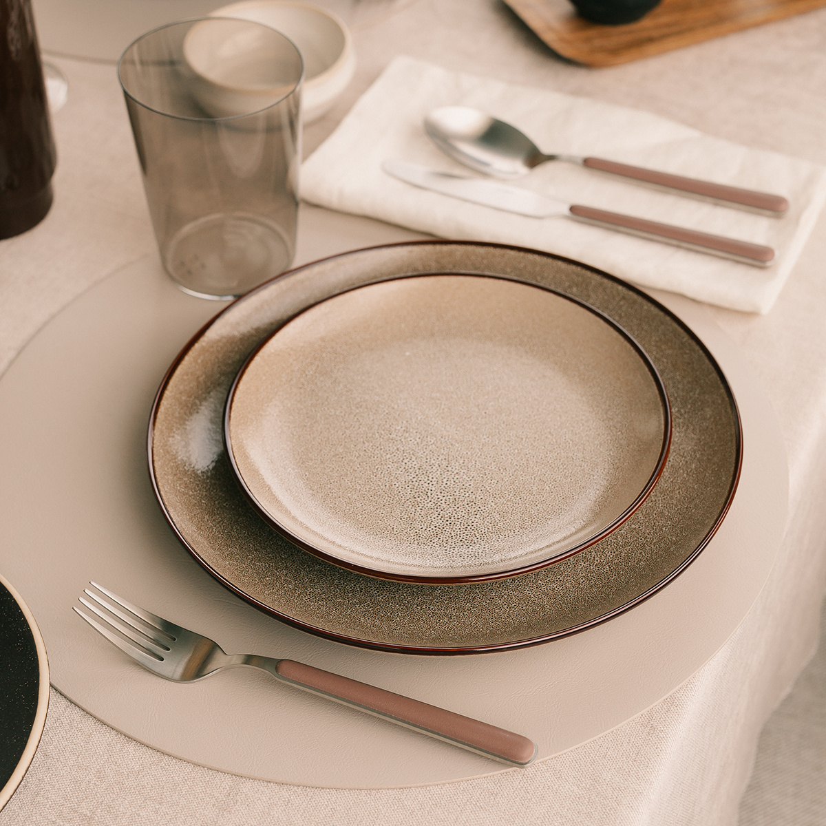 Teller flach Coupe 27 cm Set 4-tlg Elements Stone