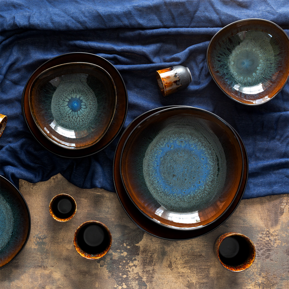 Tellerset 12-tlg. | Elements Amber Eye Organic
