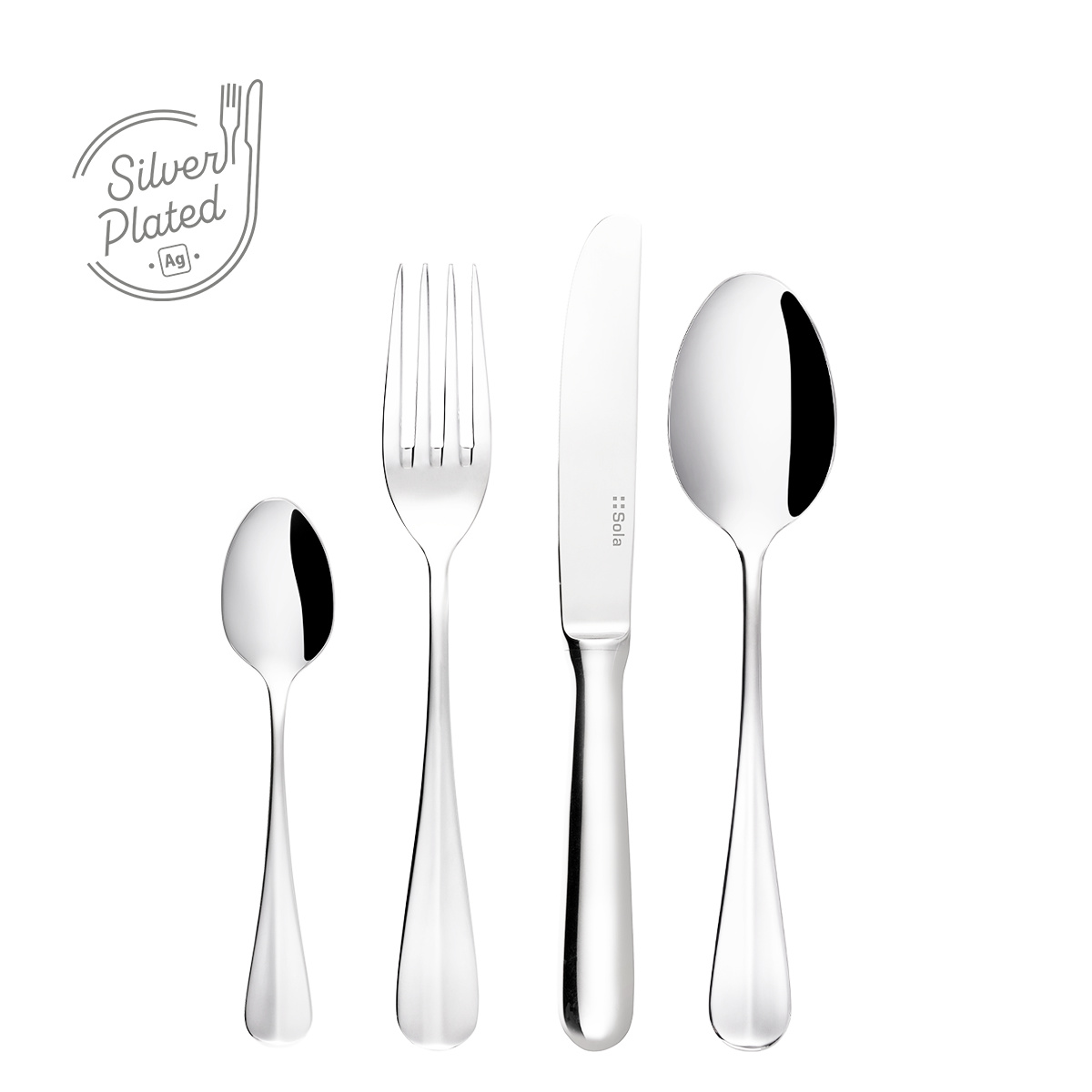 Versilbertes Dessertbesteck 24-tlg. | Baguette Sola