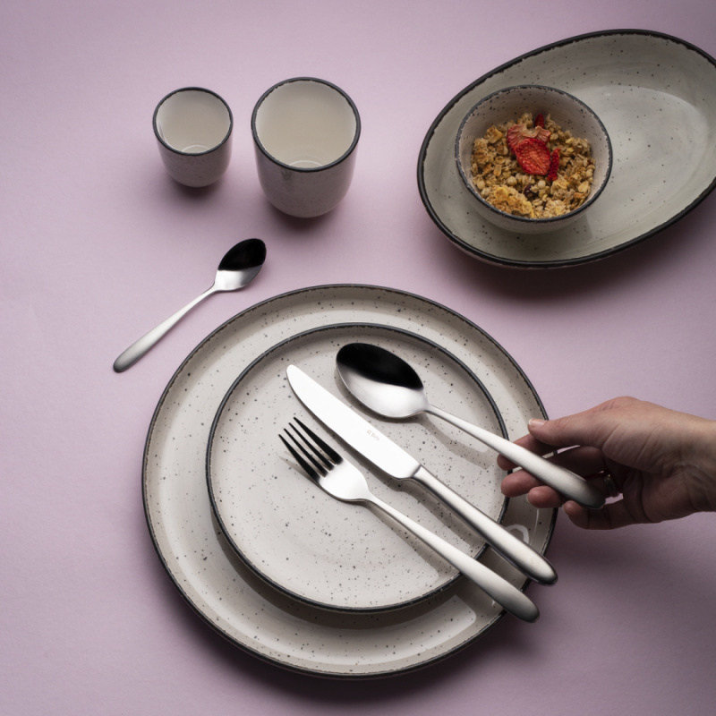 Porzellan Set 18-tlg. - Gaya Atelier light grey speckled