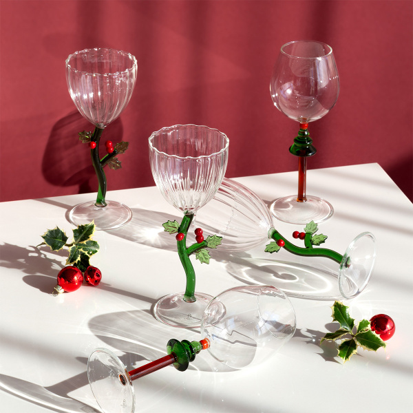 Weihnachtsglas mit Stiel Stechpalme | Ichendorf