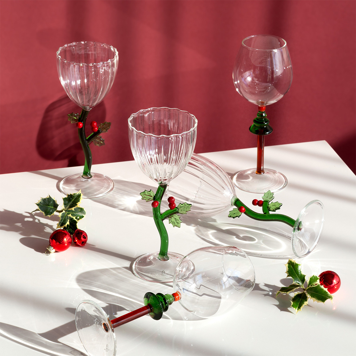 Weihnachtsglas mit Stiel Stechpalme | Ichendorf