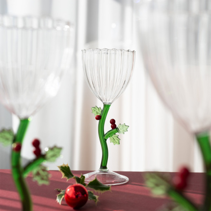 Weihnachtsglas mit Stiel Stechpalme | Ichendorf