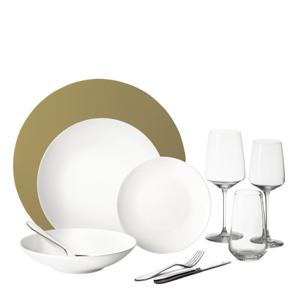 Geschirr-Starterset 60-tlg. | Premium Platinum gold