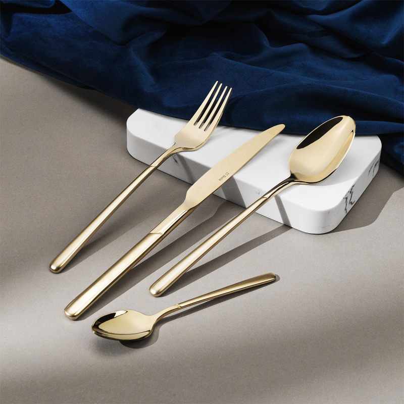 Besteck-Set 16-tlg. – Kyoto PVD Champagne sandgestrahlt