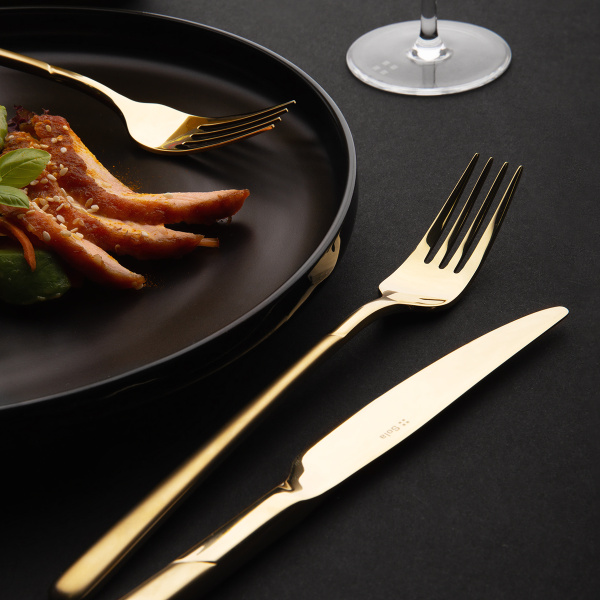 Besteck-Set 16-tlg. – Kyoto PVD Champagne sandgestrahlt