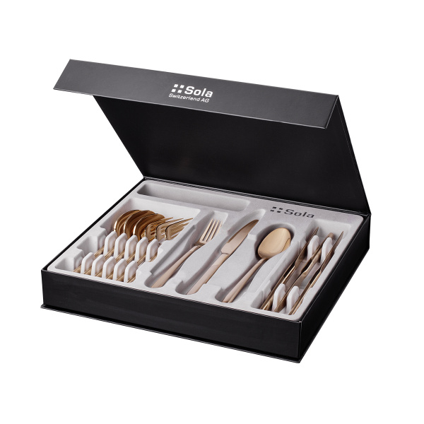 Besteck-Set 16-tlg. – Kyoto PVD Champagne sandgestrahlt