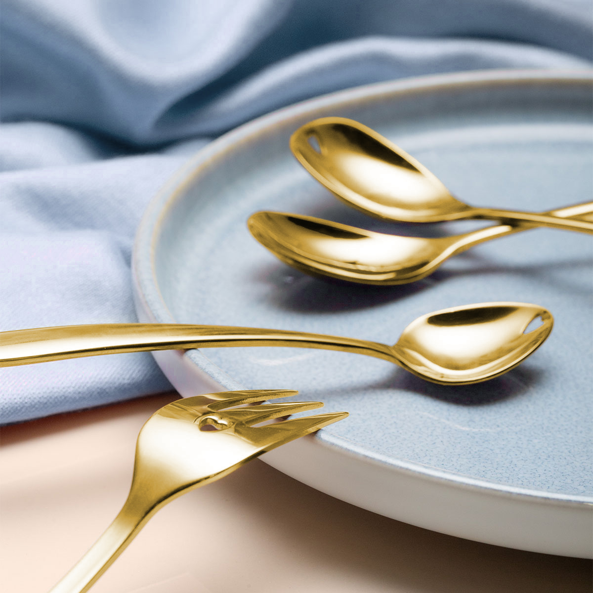 Geschenkset mit Herz 6-tlg. gold | Love Cutlery