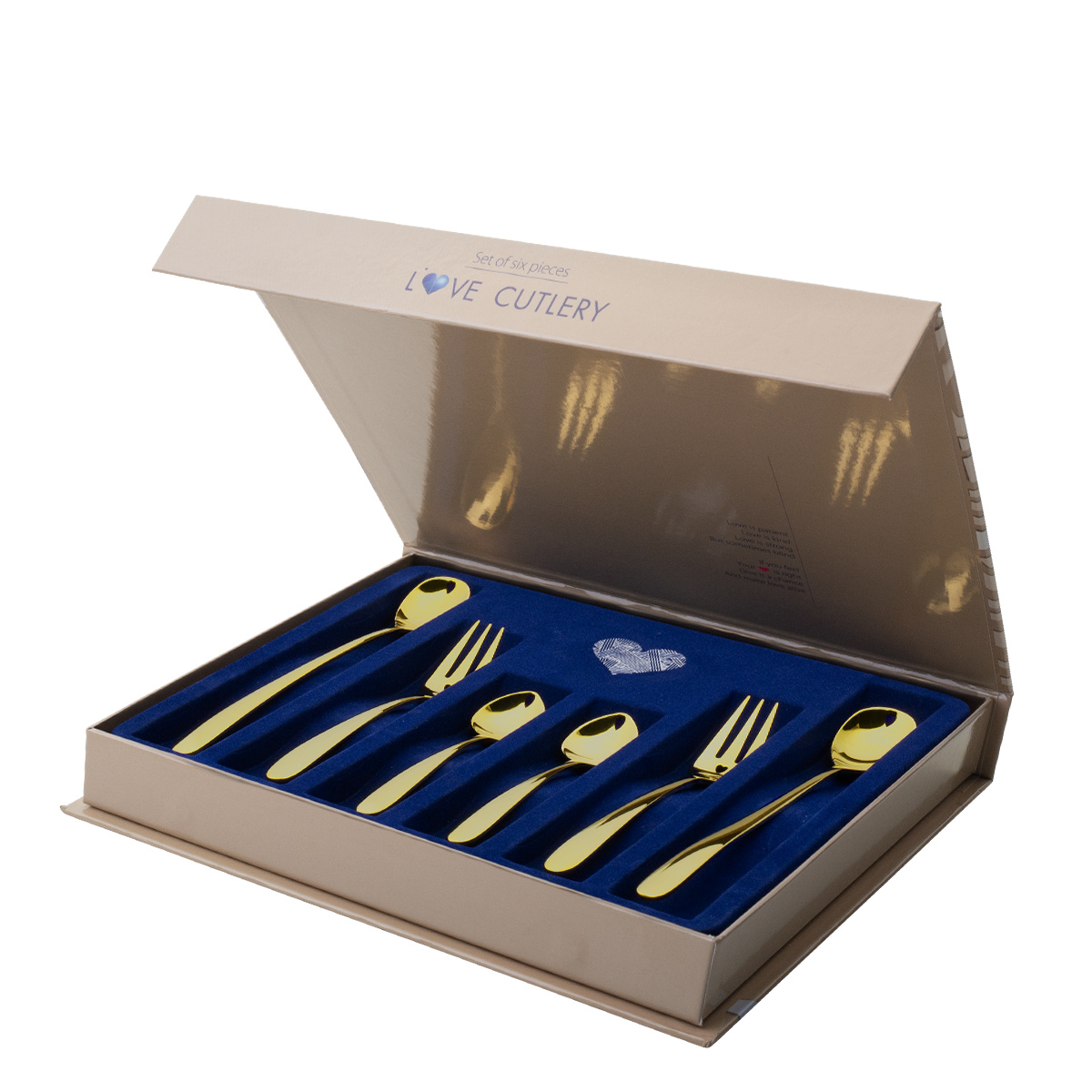 Geschenkset mit Herz 6-tlg. gold | Love Cutlery