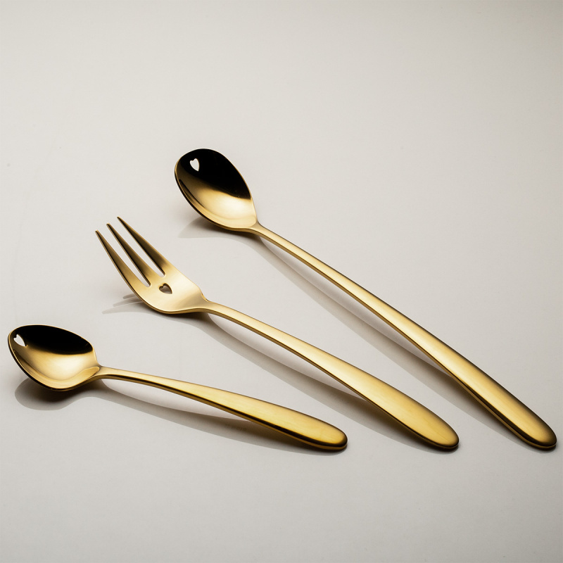 Geschenkset mit Herz 6-tlg. gold | Love Cutlery