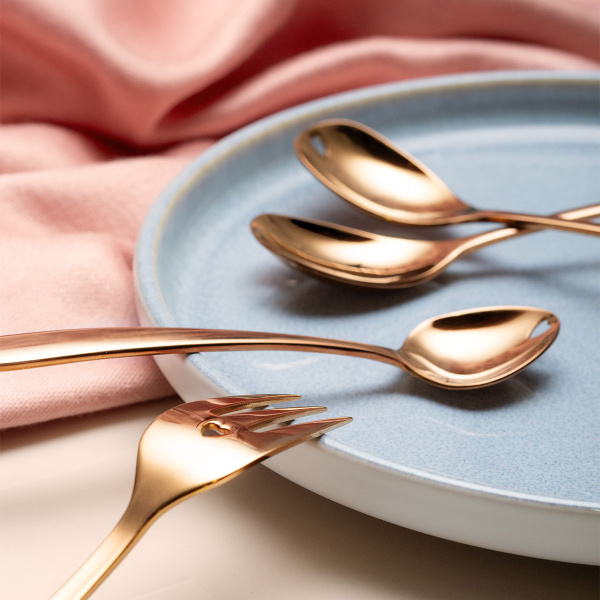 Geschenkset mit Herz 6-tlg. roségold — Love Cutlery