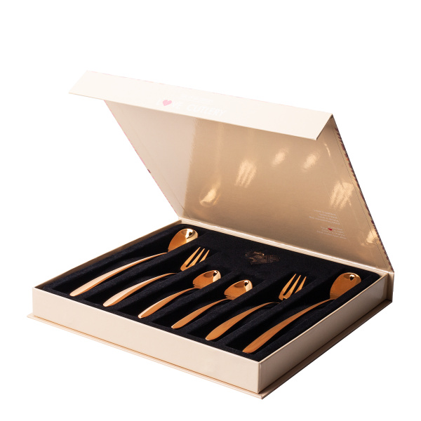 Geschenkset mit Herz 6-tlg. roségold — Love Cutlery