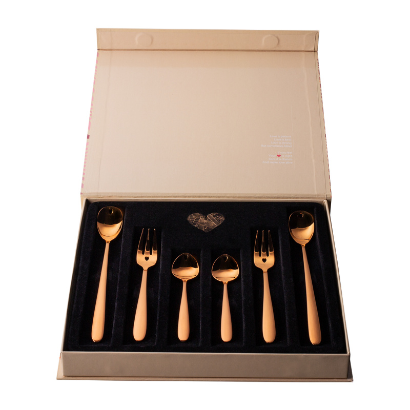 Geschenkset mit Herz 6-tlg. roségold — Love Cutlery