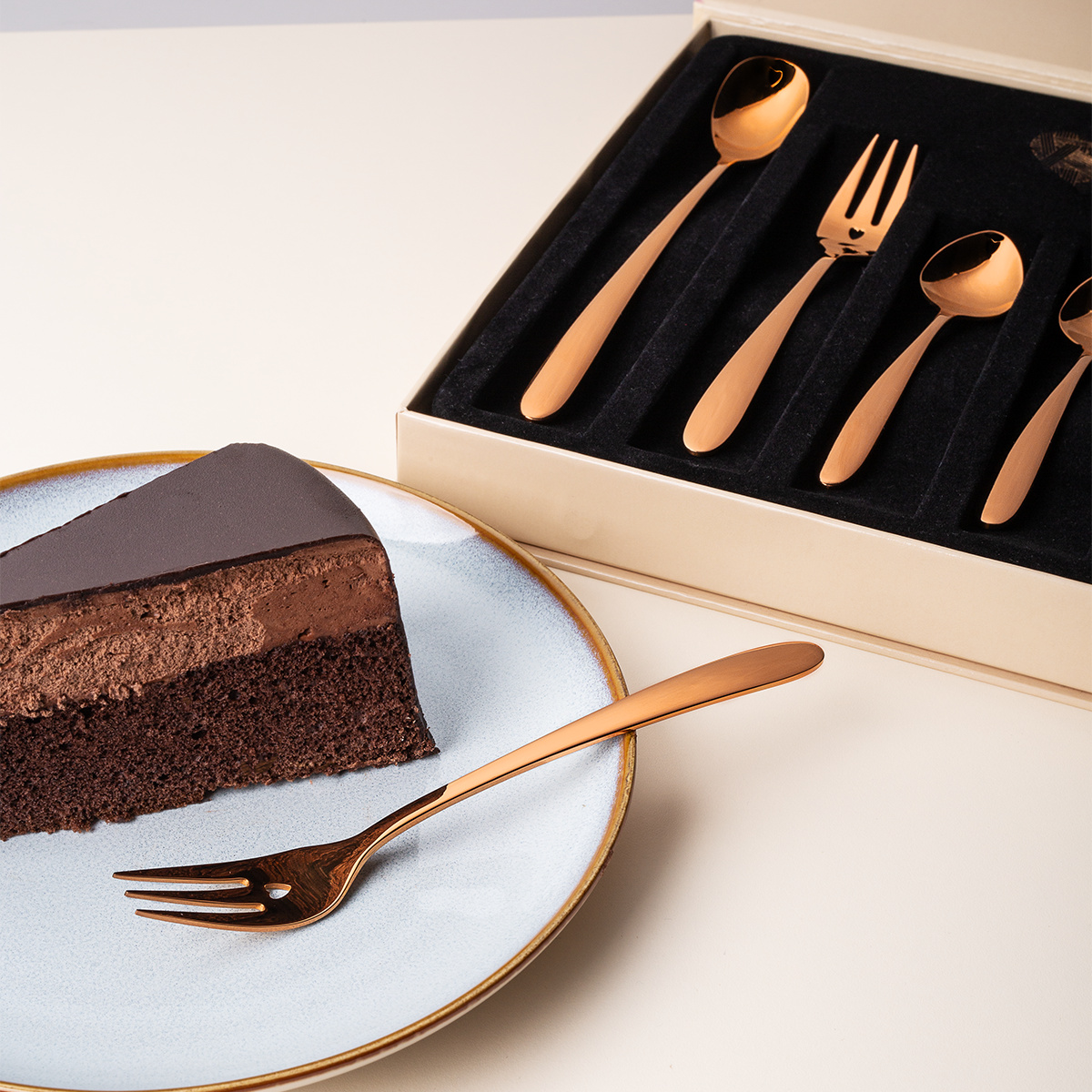 Geschenkset mit Herz 6-tlg. roségold — Love Cutlery