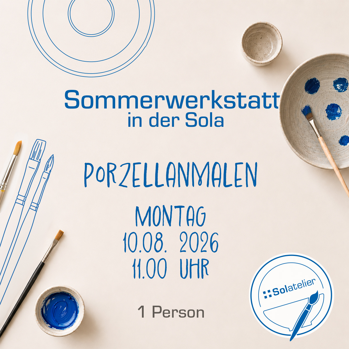 Porzellanmalen, Montag, 10.08.2026, 11:00 Uhr 1 Person