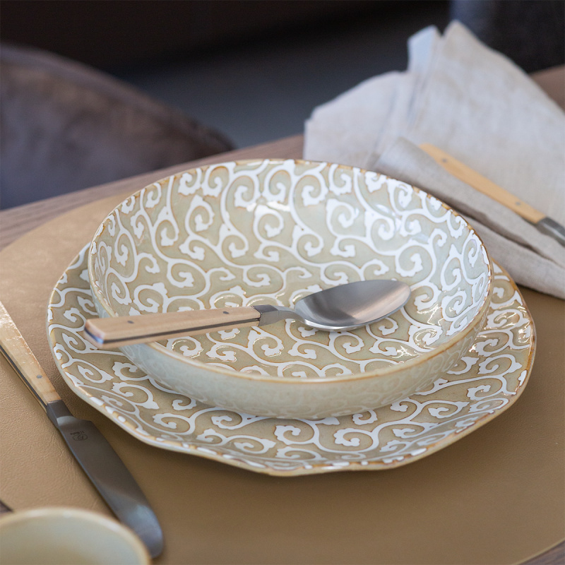 Flacher Teller Wavy 25 cm | Levante Pearl