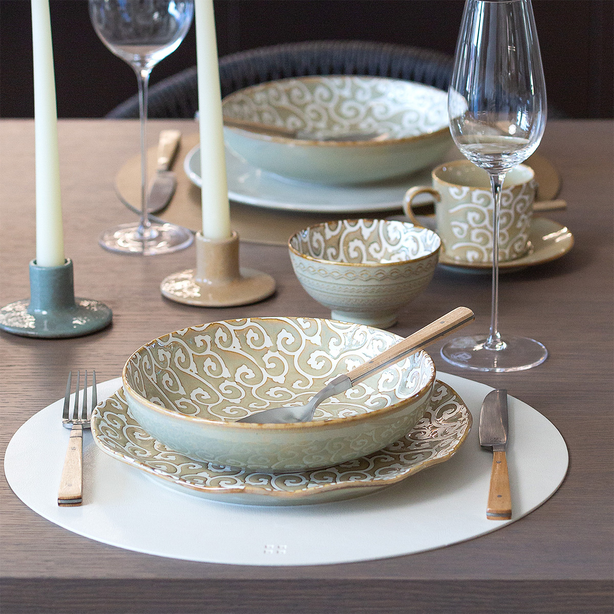 Flacher Teller Wavy 25 cm | Levante Pearl