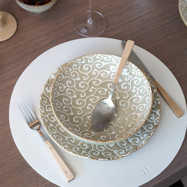 Flacher Teller Wavy 25 cm | Levante Pearl
