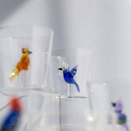 Glas mit blauem Tropenvogel | Ichendorf