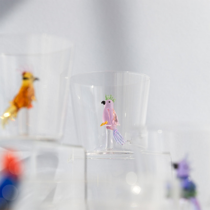 Glas mit rosa Kakadu | Ichendorf