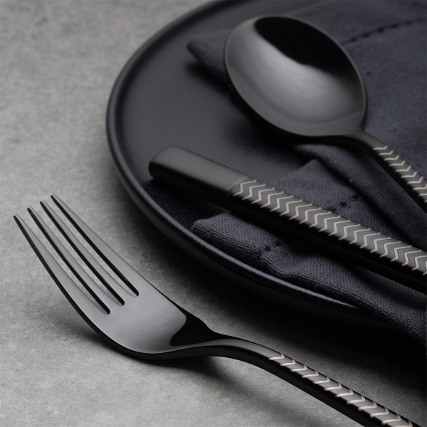 Besteckset 16-tlg. — Luxus schwarz Laser Chevron
