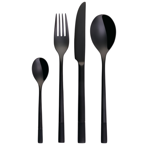 Besteckset 5-tlg. – Luxus PVD schwarz mit satiniertem Griff