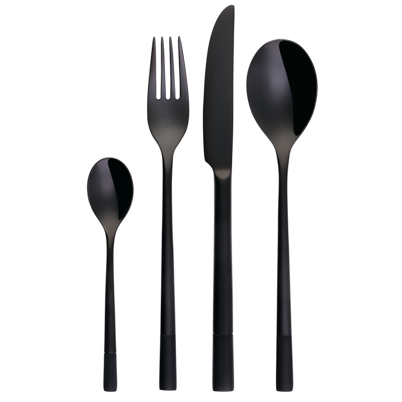 Besteckset 5-tlg. – Luxus PVD schwarz mit satiniertem Griff