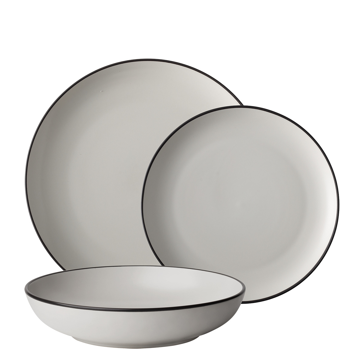 Teller-Set 12-tlg. — Elements Yin & Yang white